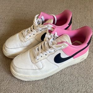 white pink and black air force ones size 7.5. W